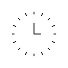 Poster - Retro wall watch with face and hands isolated outline icon. Vector timepiece with dial, clock timer outline icon. Alarm rotating hands, time sign