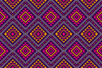 Ethnic Aztec pattern art. Geometric seamless pattern in tribal, folk embroidery, and Mexican style. Design for background, wallpaper, vector illustration, textile, fabric, clothing, carpet.