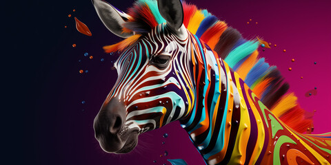 Canvas Print - Bright and colorful animal poster.