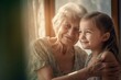 Grandmother granddaughter together. Feel person positive love warm. Generate Ai