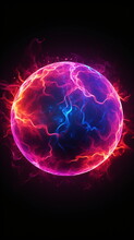 Fog Abstract Explosion Of Cosmos Power Cosmic Purple Nebula Lightning .Blast Fusion Field Purple Plasma Physics Glowing Flames Tunnel Quantum Time Fractal Mechanic Energy Ball Galactic. Generative Ai