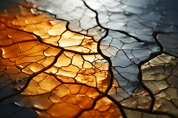 Poster - An image of a dried mudflat with intricate patterns of cracks, showcasing the delicate lines etched by natural forces.  