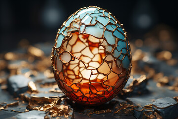 Aufkleber - An aesthetically pleasing composition featuring the delicate balance between the textures and colors of a cracked eggshell and the hatchling within.