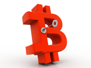 Poster - 3d illustration bitcoin sign currency protected key
