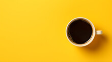 Black Coffee Cup On Yellow Background