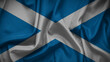 3d illustration flag of Scotland. Close up waving flag of Scotland.