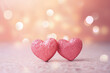Two Pink Hearts in bokeh background | Valentine's day | Love | Heart shaped bokeh