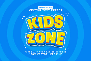 Wall Mural - Editable text effect Kids Zone 3d cartoon template style premium vector