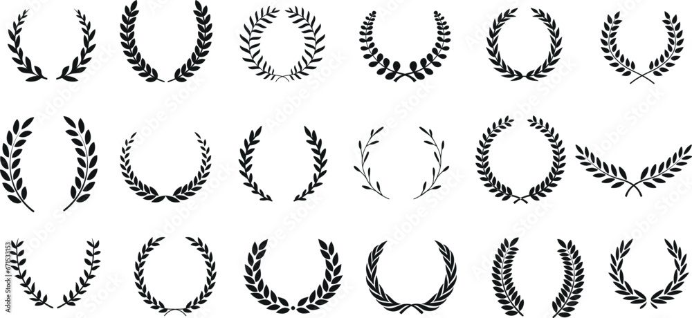 Laurel Wreath Vector illustration, .Elegant Set isolated on white ...