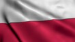 Poland Flag. Waving  Fabric Satin Texture Flag of Poland 3D illustration. Real Texture Flag of the Republic of Poland