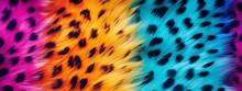 Rainbow Leopard Fur Seamless Pattern Background. Animal Skin Texture In Retro Fashion Style.