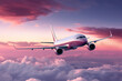 Photo of commercial airplane on pink sky