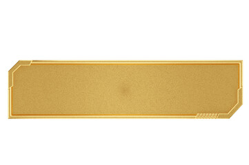 3D Illustration , Gold  button with frame  . 3D 插圖，帶框架的金色按鈕