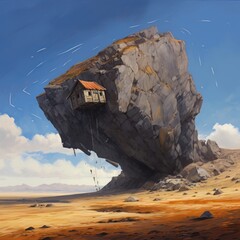 Wall Mural - a house on a rock