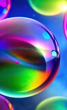 Fototapeta Przestrzenne - Abstract background with colorful soap bubbles. .AI