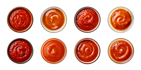 Wall Mural - Collection of ketchup or sauce in a bowl isolated on a transparent background