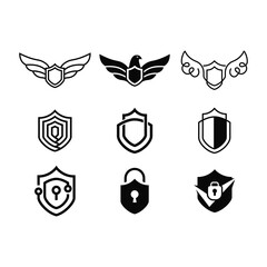 Poster - Set of company branding designs, shield protection concept icons isolated on white background