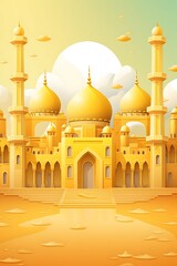 Poster - yellow great mosque cartoon