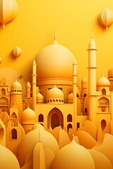 Wall Mural - yellow great mosque cartoon