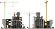 construction site building with crane front and side arch viz isolated 3d render