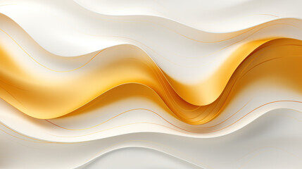 Wall Mural - Gold Wavy Line Repeating Pattern on White Background