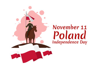 Wall Mural - November 11, Happy Independence Day of Poland vector illustration. Suitable for greeting card, poster and banner.