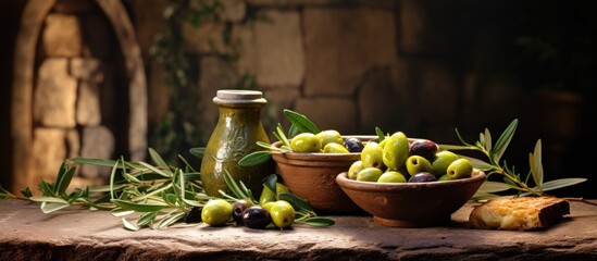 Sticker - Rustic backdrop with olives