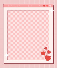 Poster - Open old computer window with emptiness, copy space, retro technology illustration, Valentine's Day romantic card in Y2K aesthetics. Vector illustration.