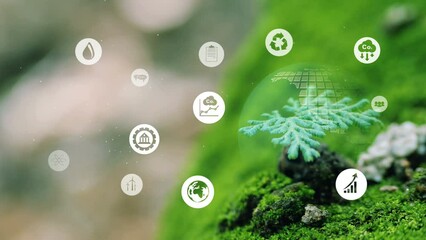 Wall Mural - environmental technology concept. sustainable esg modernization development by using technology of r