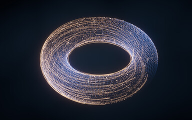 Poster - Flowing digital lines with cyberspace background, 3d rendering.