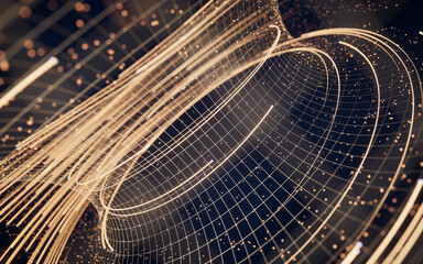 Poster - Flowing digital lines with cyberspace background, 3d rendering.
