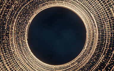 Poster - Flowing digital lines with cyberspace background, 3d rendering.