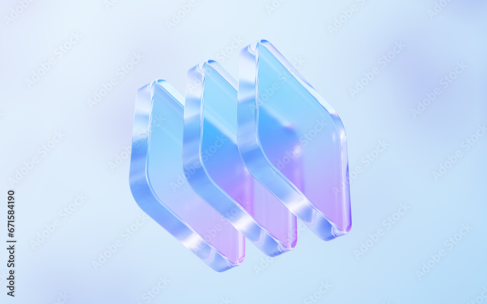 Transparent glass with gradient colors, 3d rendering. Stock ...