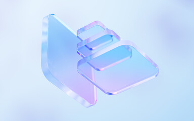 Poster - Transparent glass with gradient colors, 3d rendering.