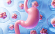 Human stomach and cell background, 3d rendering.