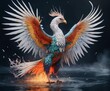 artwork of a mythical avian creature with ethereal feathers. Fantasy