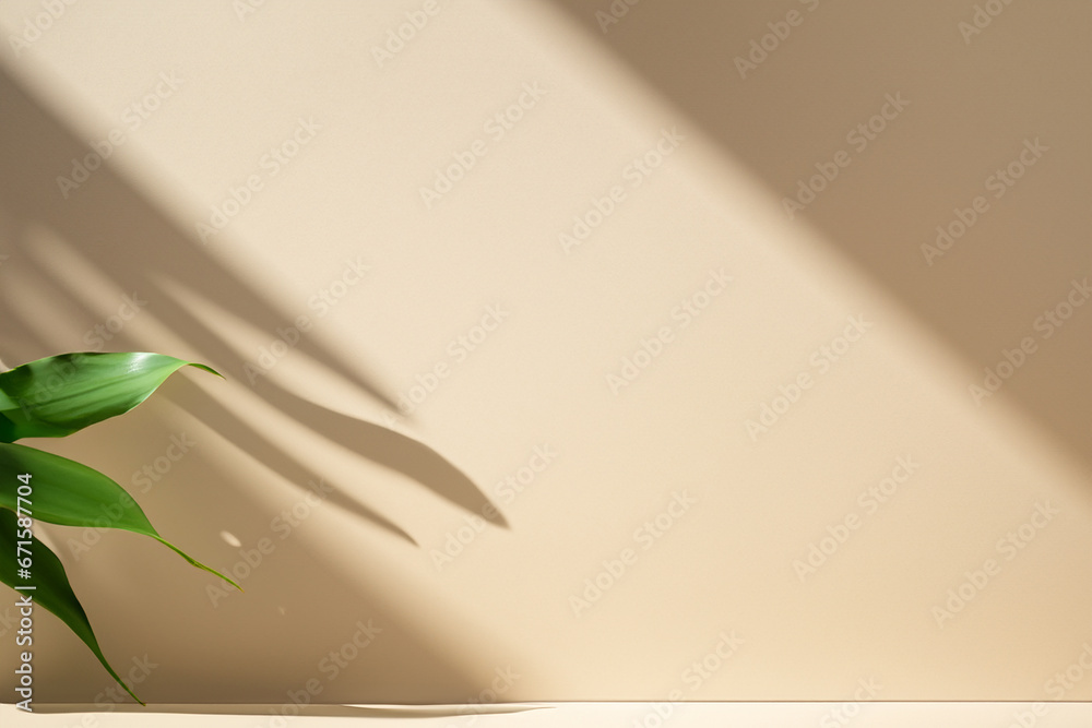 Abstract pastel beige studio background for product presentation with ...