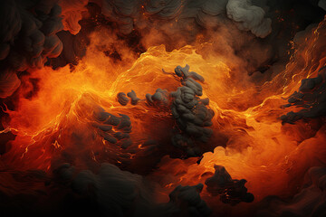 Lava explosions and fire background, Generative Ai