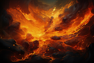 Lava explosions and fire background, Generative Ai