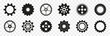 Gear icons in black. Set of simple gear signs. Black gear wheel icons on a transparent background. Gear wheel icon collection