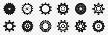 Gear Icons In Black. Set Of Simple Gear Signs. Black Gear Wheel Icons On A Transparent Background. Gear Wheel Icon Collection