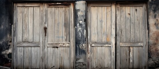 Poster - The doors of a property that are aged and worn due to the passage of time