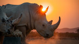Fototapeta  - rhino at sunset