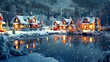 Weihnachten Neujahr Winter Landschaft See Ortschaft generative AI