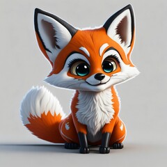 Wall Mural - AI generated illustration of an adorable red fox stares intently into the camera