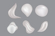 © salwani - Set of cosmetic white cream texture. Cosmetic cream smears realistic icon set. Realistic gel or foam drop
