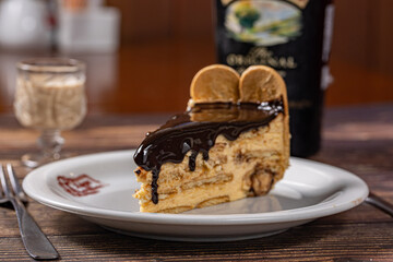 Poster - chocolate cake on a plate