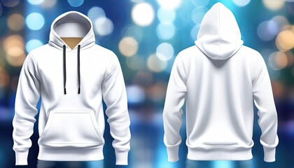Blank sweatshirt mock up, front, and back view, isolated on white. Plain white hoodie mockup. Hoody design presentation. Jumper for print. Blank clothes sweat shirt sweater