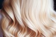 © LimeSky - Blonde hair up close as background. Long blond women's hair. Stylish wavy curls, shiny. Coloring, hair extensions. White hair.