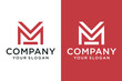 Red letter M logo monogram, overlapping lines marking the initial M V